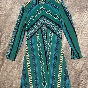 Free People Teal and Black Long Sleeve Dress